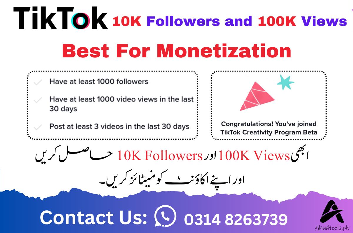 Tiktok !0k Followers and 100k views Available